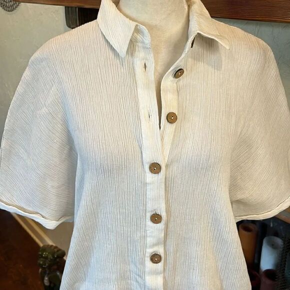 ASOS DESIGN White button through shirt romper, 4! - Picture 2 of 9